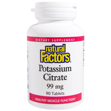 Natural Factors, Citrato de potasio, 99 mg, 90 tabletas