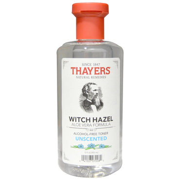 Thayers, Witch Hazel، تركيبة الصبار، تونر خالٍ من الكحول، غير معطر، 12 أونصة سائلة (355 مل)