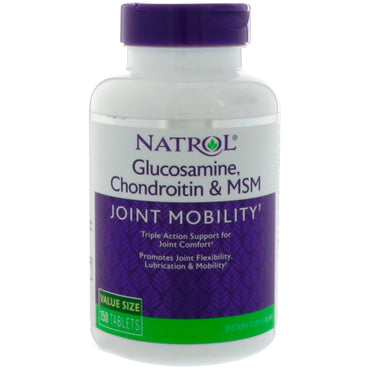 Natrol, glucosamine, chondroïtine & msm, 150 comprimés