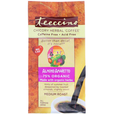 Teeccino, Chicory Herbal Coffee, Medium Roast, Caffeine Free, Almond Amaretto, 11 oz (312 g)