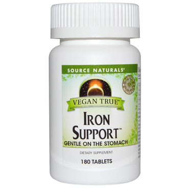Source naturals, vegan true, suporte de ferro, 180 comprimidos