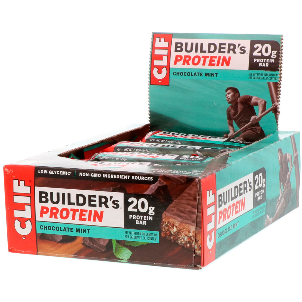Clif Bar Builder's Bar Protein Bar שוקולד מנטה 12 חפיסות 2.40 אונקיות (68 גרם) כל אחת