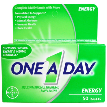 One-A-Day, Energía, Suplemento multivitamínico/multimineral, 50 comprimidos