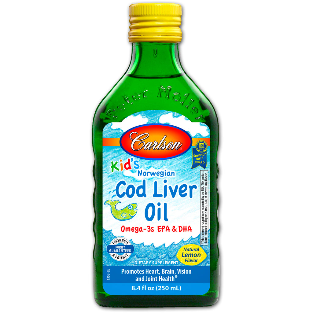 Carlson Labs, Kid's, Norwegian Cod Liver Oil, Natural Lemon Flavor, 8.4 fl oz (250 ml)