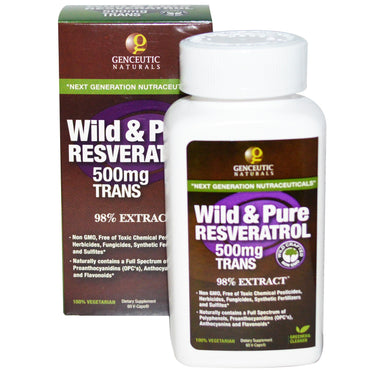 Genceutic Naturals, Wild & Pure Resveratrol, 500 mg, 60 V-Caps