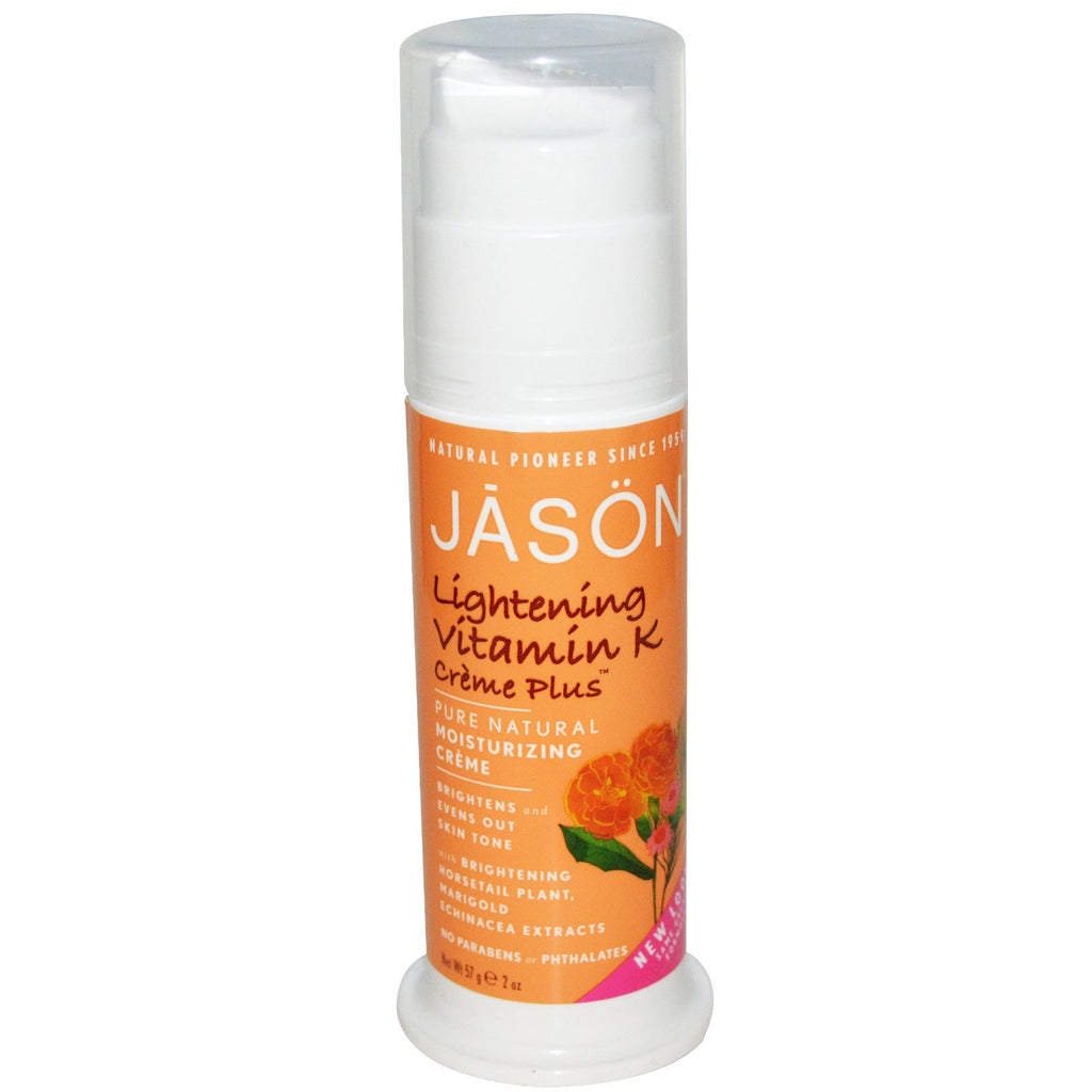 Jason Natural, Cremă hidratantă naturală pură, Cremă de iluminare cu vitamina K Plus, 2 oz (57 g)