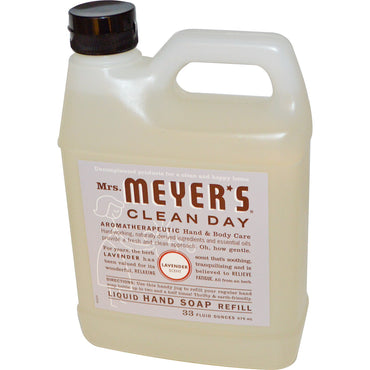 Mrs. Meyers Clean Day, מילוי סבון ידיים נוזלי, ניחוח לבנדר, 33 fl oz (975 מ"ל)