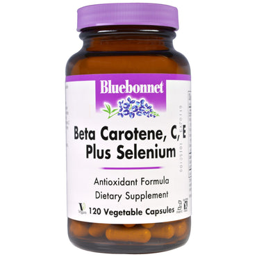 Nutrición Bluebonnet, betacaroteno, c, e más selenio, 120 cápsulas vegetales