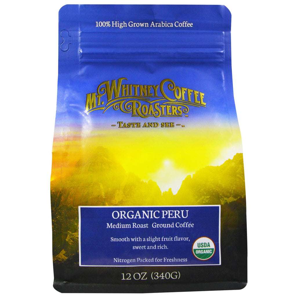 Mt. Whitney Coffee Roasters, Peru, middels stekt malt kaffe, 12 oz (340 g)