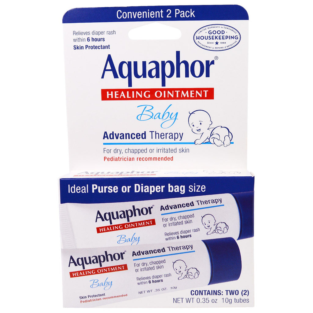 Aquaphor, Baby, ครีมรักษา, ปกป้องผิว, 2 หลอด, 0.35 ออนซ์ (10 กรัม) ต่อหลอด