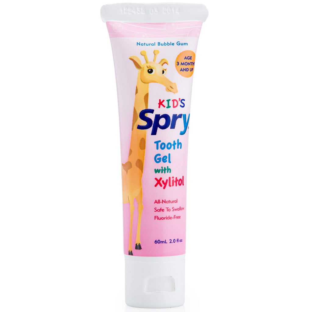 Xlear, Kid's Spry, Tooth Gel med Xylitol, Natural Bubble Gum, 2,0 fl oz (60 ml)
