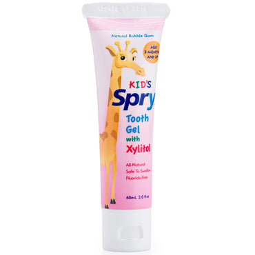 Xlear, Kid's Spry, Tandgel med Xylitol, Natural Bubble Gum, 2,0 fl oz (60 ml)