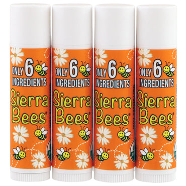Sierra Bees,  Lip Balms, Tangerine Chamomile, 4 Pack, .15 oz (4.25 g) Each