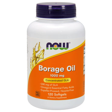 Now Foods, Borage Oil, Highest GLA Concentration, 1000 mg, 120 Softgels