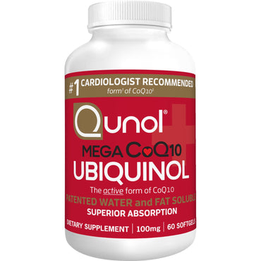 Qunol, Mega CoQ10 Ubiquinol, 100 mg, 60 Cápsulas Softgel