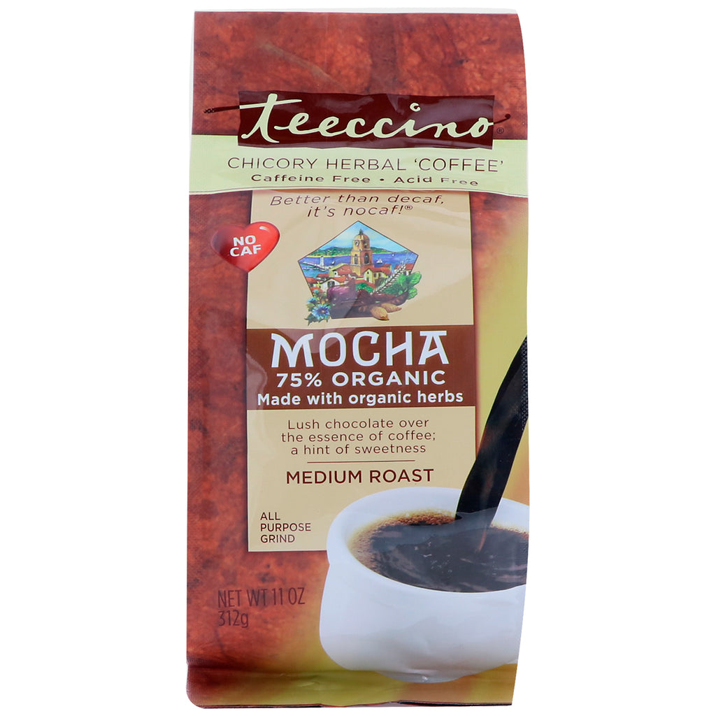 Teeccino, mokka, medium stekt kaffe, koffeinfri, 11 oz (312 g)