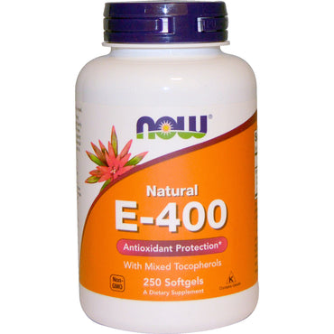 Now Foods, E-400 natural con tocoferoles mixtos, 250 cápsulas blandas