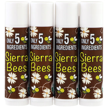 Sierra Bees, Bálsamos labiales, coco, paquete de 4, 4,25 g (0,15 oz) cada uno