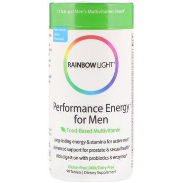Rainbow Light, Performance Energy for Men, Matbasert multivitamin, 90 tabletter