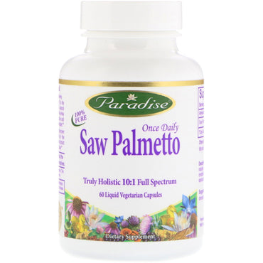Paradise Herbs, Once Daily Saw Palmetto, 60 Liquid Vegetarian Capsules