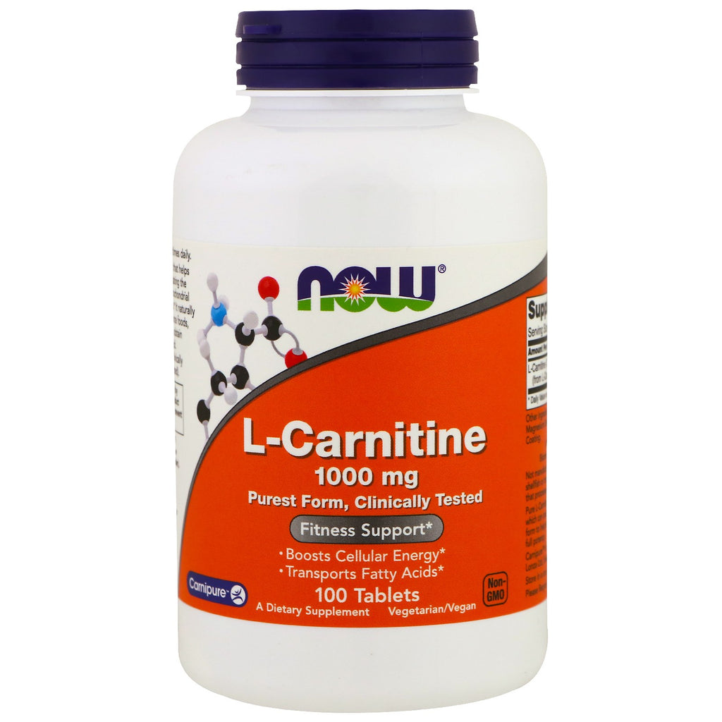 Now Foods, L-Carnitina, 1000 mg, 100 tabletas