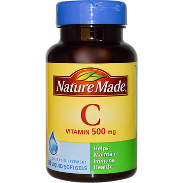 Nature Made, ビタミンC、500 mg、液体ソフトジェル 60 個