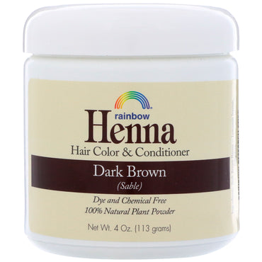 Rainbow Research, Henna, hårfarve og balsam, mørkebrun (sabel), 4 oz (113 g)