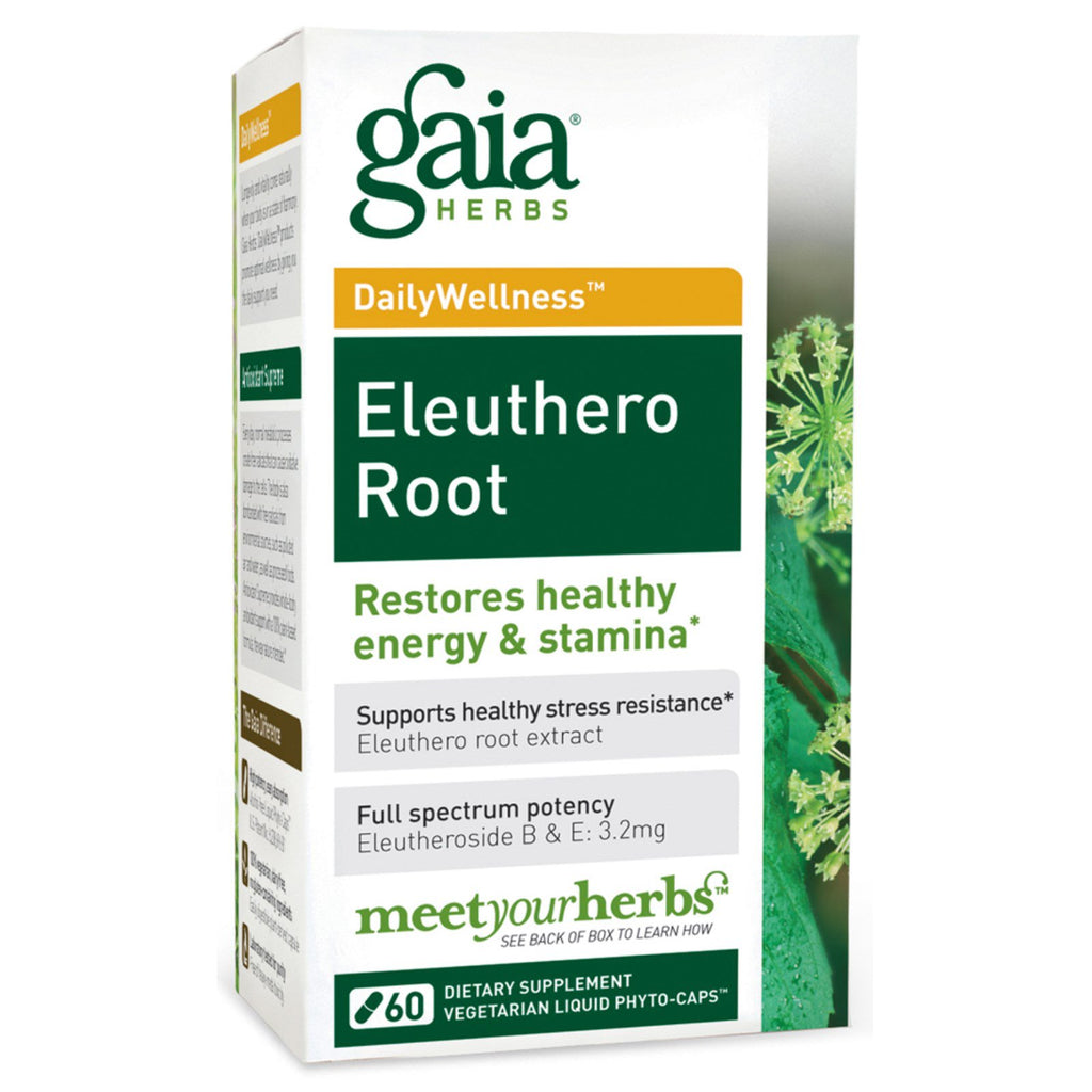Herbes Gaia, bien-être quotidien, racine d'éleuthero, 60 phyto-capsules liquides végétariennes