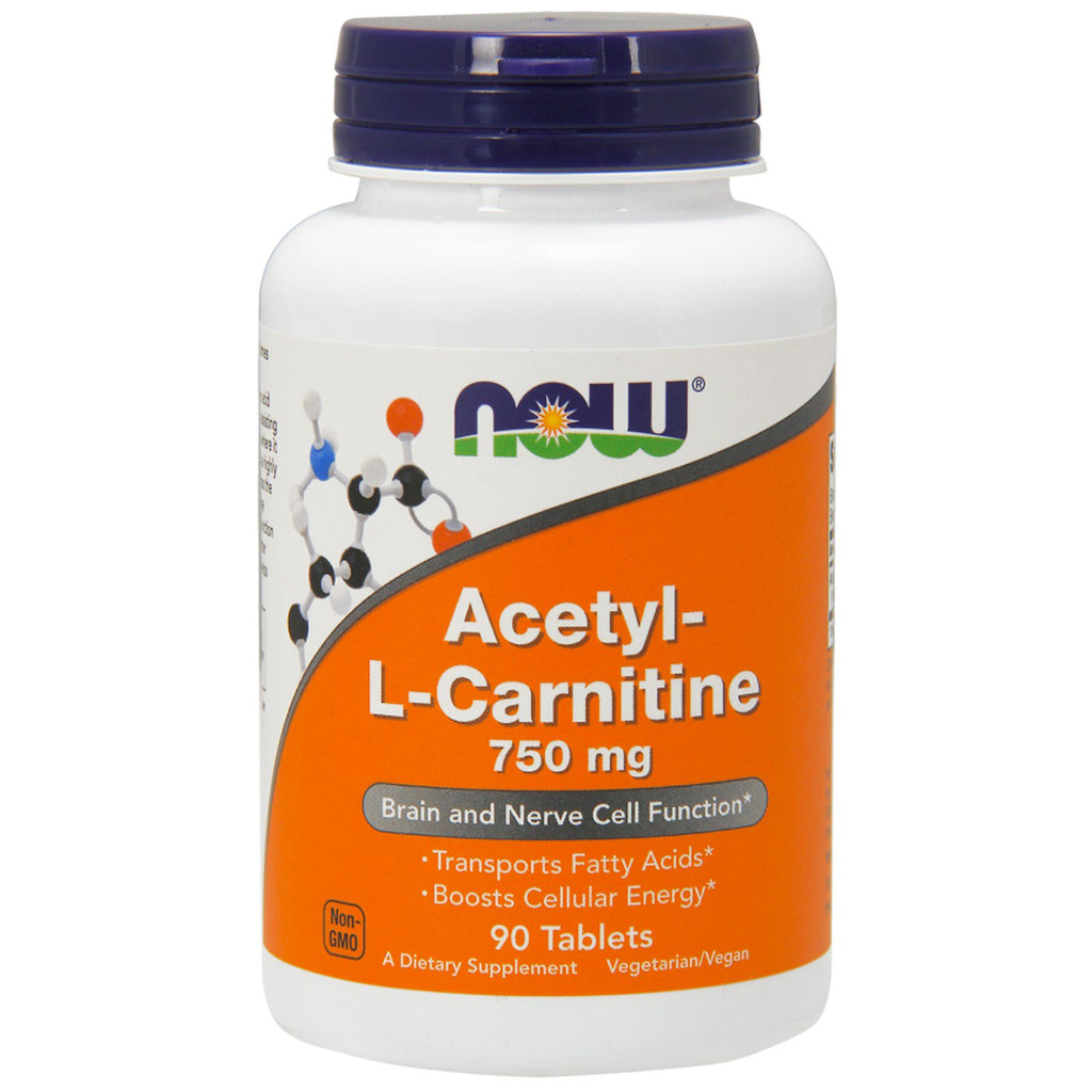 Now Foods, Acetyl-L Carnitine, 750 מ"ג, 90 טבליות