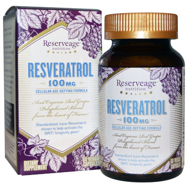 ReserveAge Nutrition, 레스베라트롤, 100mg, 식물성 캡슐 60정