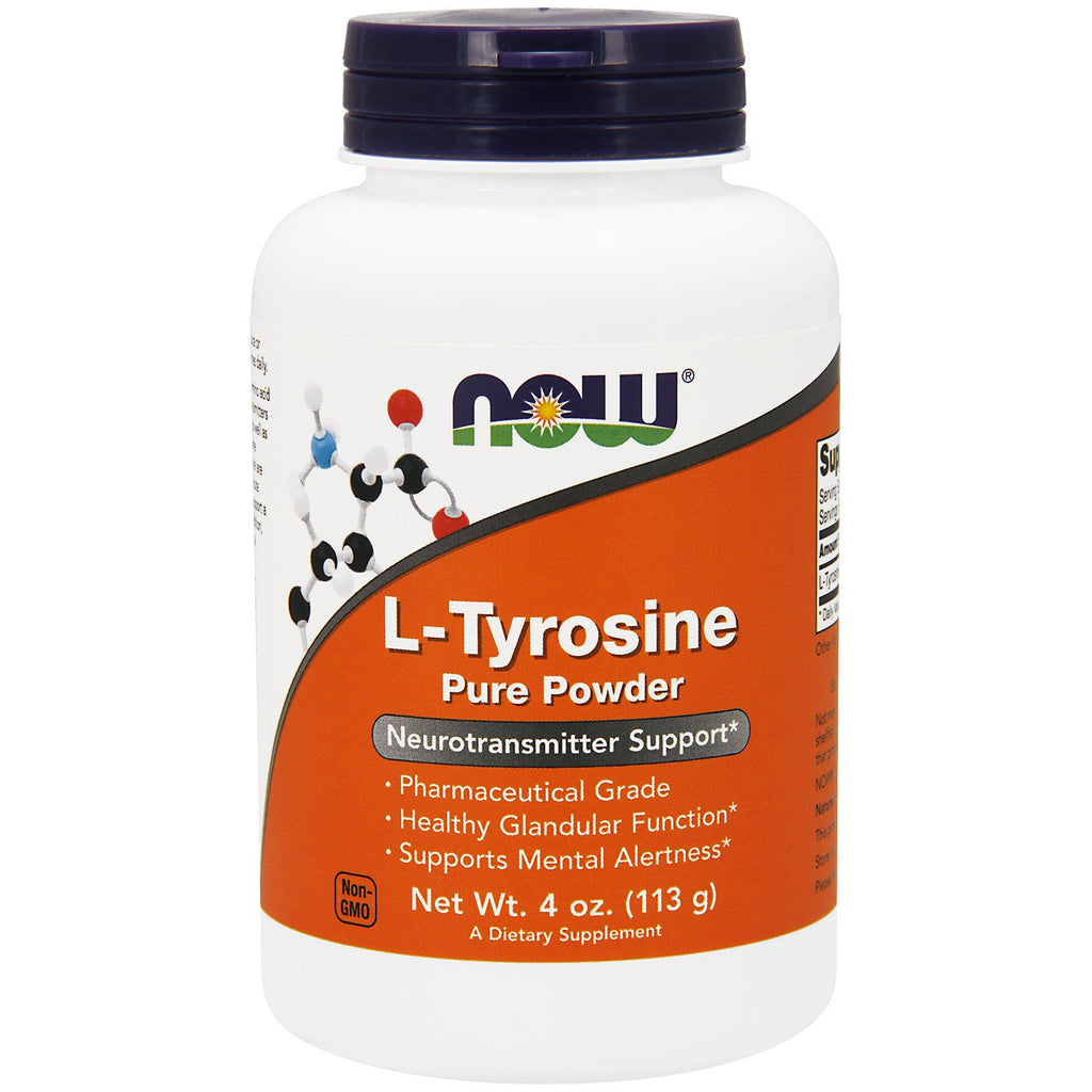 Now Foods, L-Tyrosine, אבקה טהורה, 4 אונקיות (113 גרם)