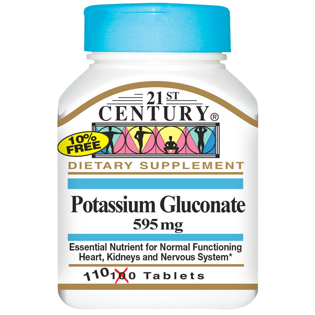 21st Century, Gluconato de potasio, 595 mg, 110 tabletas
