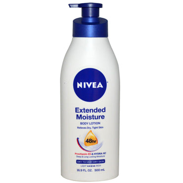 Nivea, Extended Moisture, Body Lotion, Tør til meget tør hud, 16,9 fl oz (500 ml)