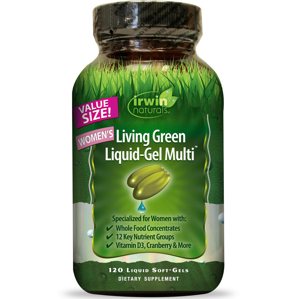 Irwin Naturals, Living Green Liquid-Gel Multi voor dames, 120 vloeibare zachte gels