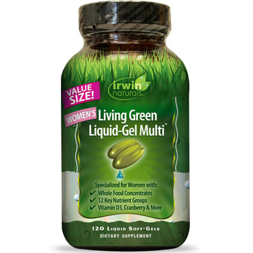 Irwin Naturals, gel liquido verde vivente multi da donna, 120 gel morbidi liquidi