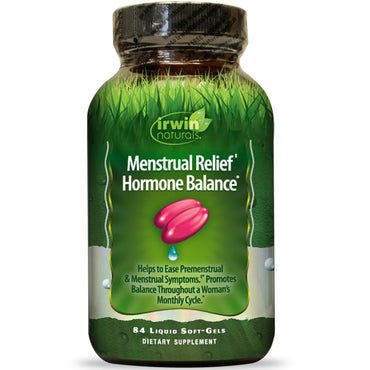 Irwin Naturals, equilibrio hormonal para el alivio menstrual, 84 cápsulas blandas líquidas