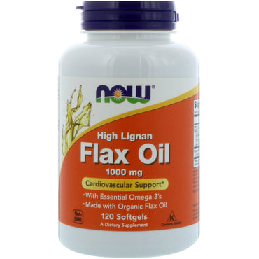 Now Foods, High Lignan Flax Oil, 1.000 mg, 120 Softgels