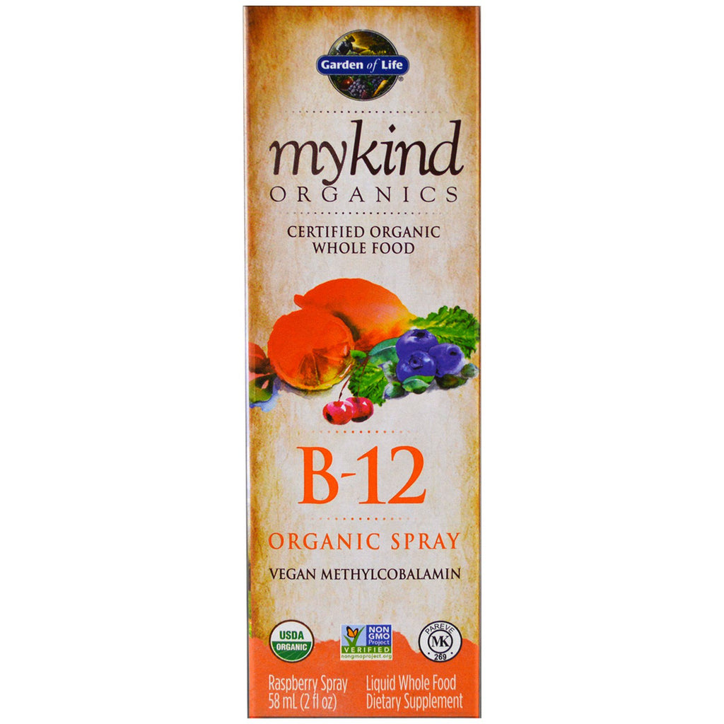 Garden of Life, MyKind s, spray B-12, frambuesa, 2 oz (58 ml)
