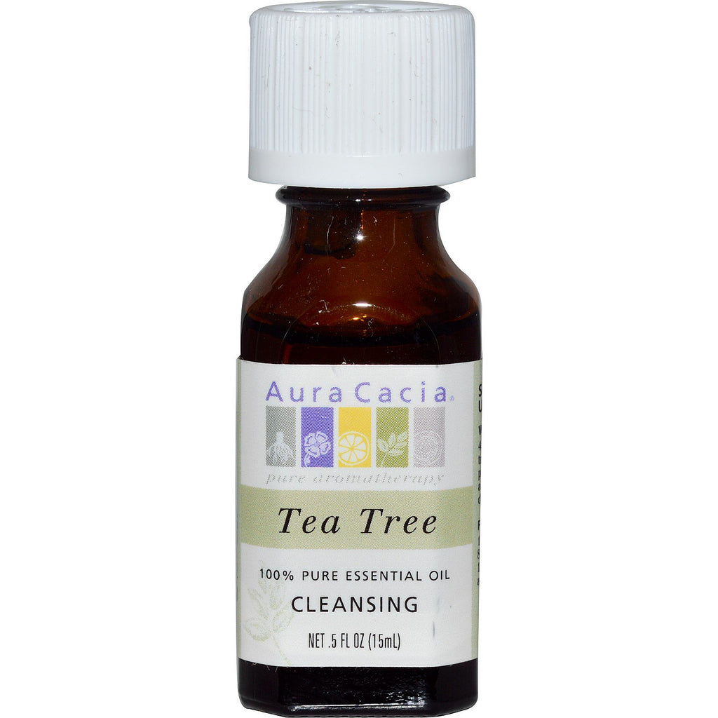 Aura Cacia, 100% pure etherische olie, Tea Tree, .5 fl oz (15 ml)