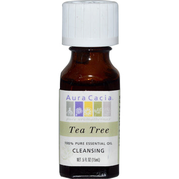 Aura Cacia, 100 % ren æterisk olie, Tea Tree, 0,5 fl oz (15 ml)