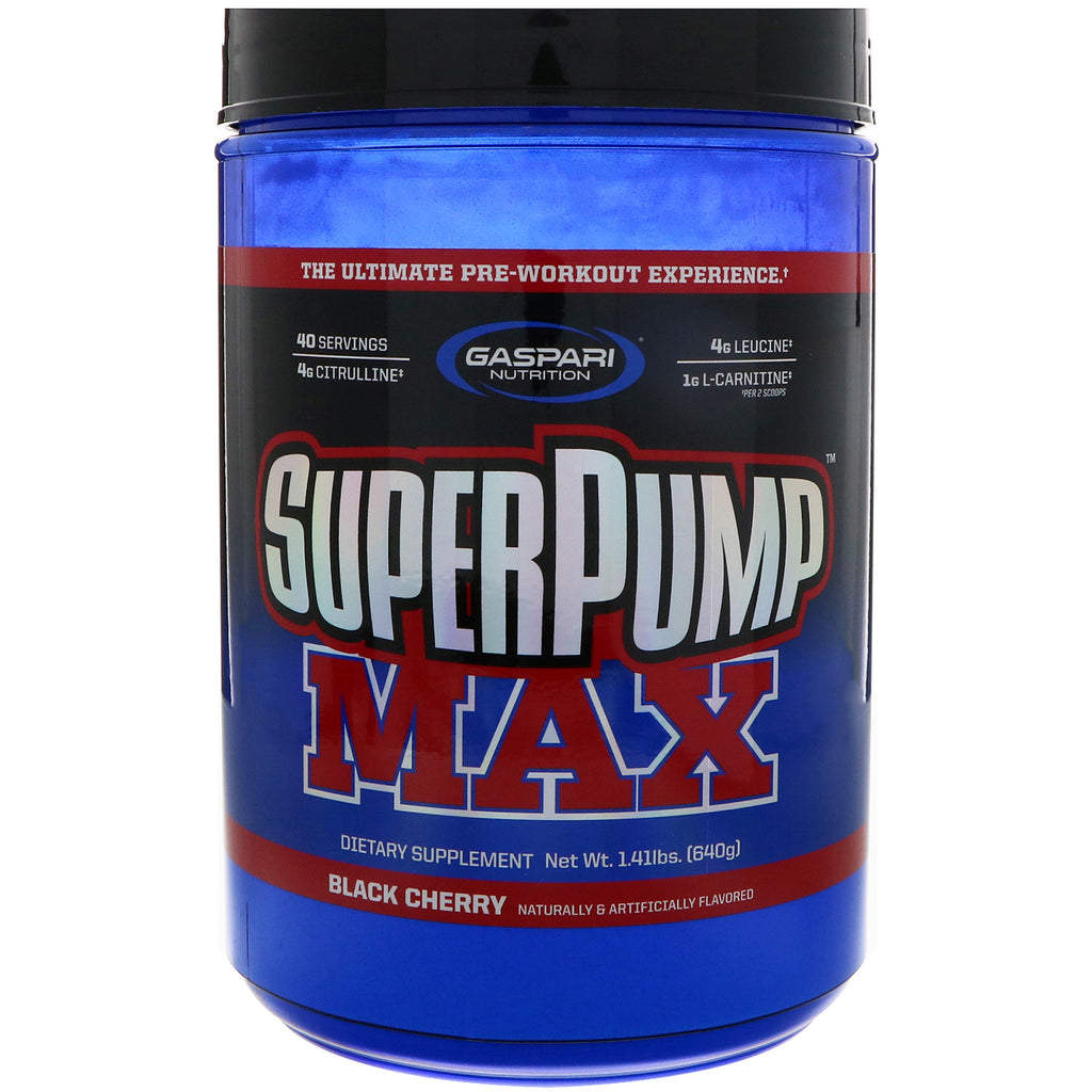 Gaspari Nutrition, SuperPump Max, A Melhor Experiência Pré-Treino, Cereja Preta, 640 g (1,41 lb)