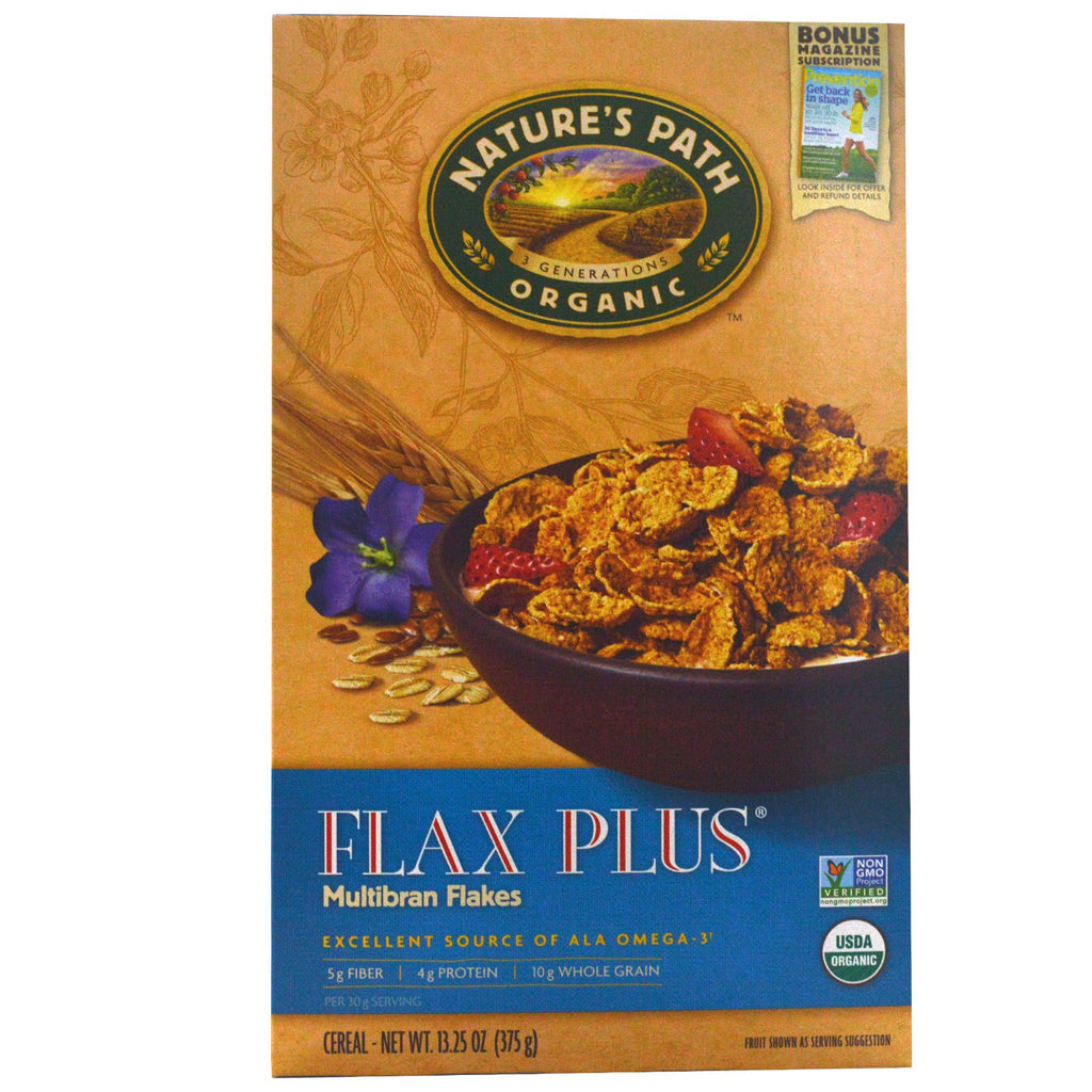Nature's Path, , Flax Plus, cereale Multibran Flakes, 13,25 oz (375 g)