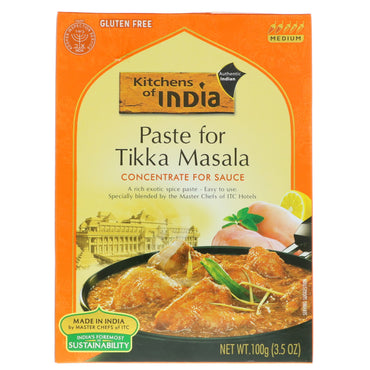 Kitchens of India, pastă pentru Tikka Masala, concentrat pentru sos, mediu, 3,5 oz (100 g)