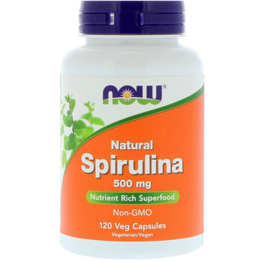 Now Foods, Espirulina natural, 500 mg, 120 cápsulas vegetales