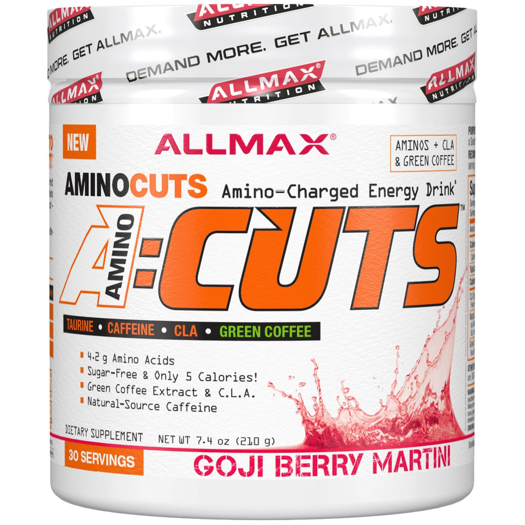 ALLMAX Nutrition, AMINOCUTS (ACUTS), BCAA odchudzające (CLA + tauryna + zielona kawa), Goji Berry Martini, 7,4 uncji (210 g)