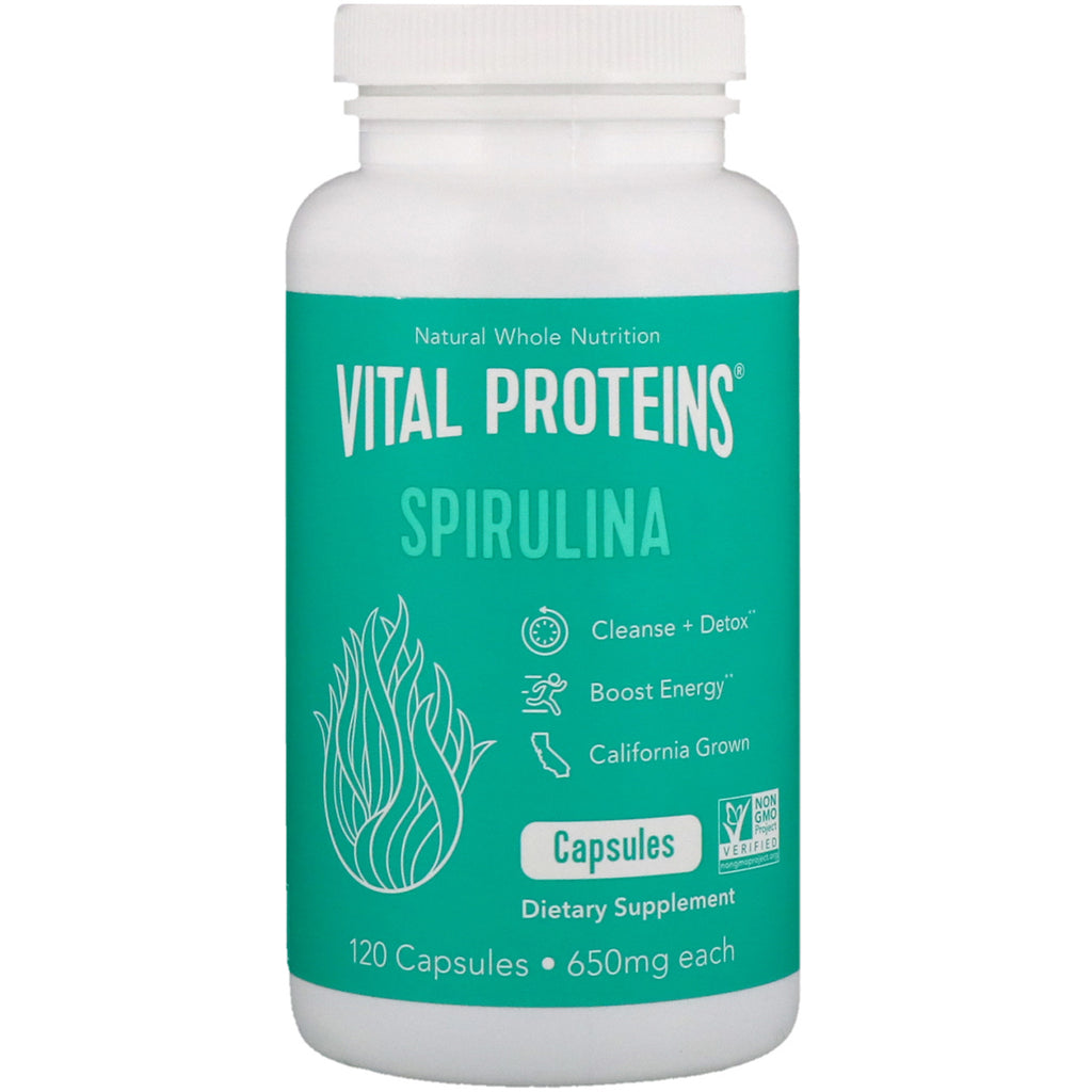 Vitale eiwitten, Spirulina, 650 mg, 120 capsules