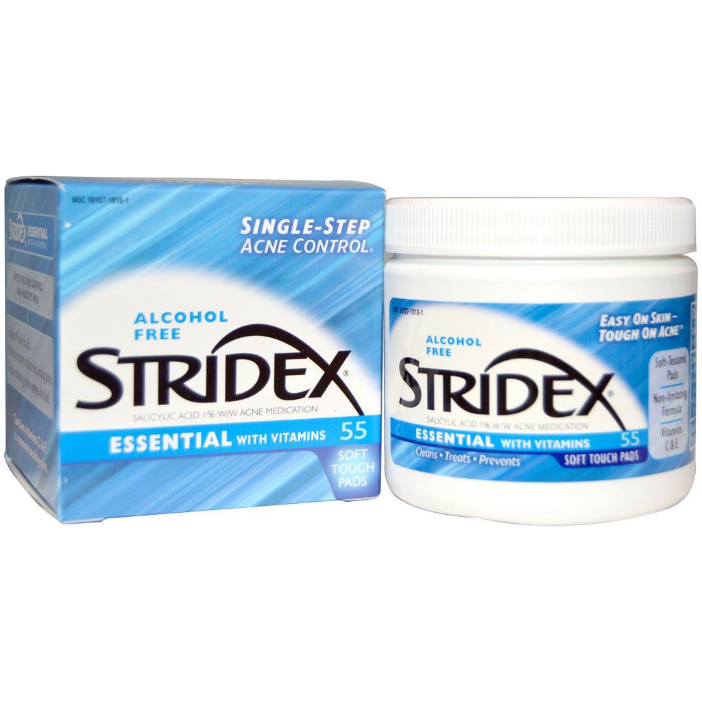 Stridex, contrôle de l'acné en une étape, sans alcool, 55 tampons doux au toucher, 4,21 chacun