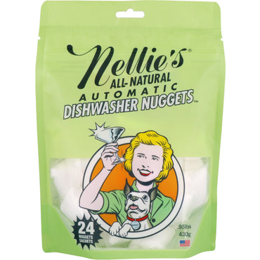 Nellie's Nuggets entièrement naturels, entièrement naturels, pour lave-vaisselle automatique, 24 nuggets, 0,95 lb (430 g)