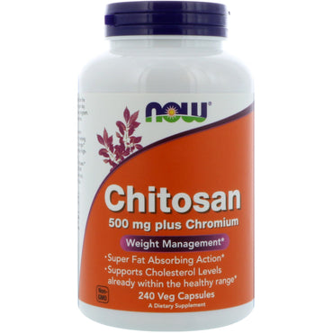 Now Foods, Chitosán, 500 mg, 240 cápsulas vegetales