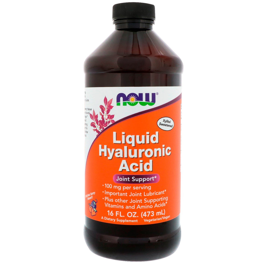 Now Foods, Acide hyaluronique liquide, saveur de baies, 100 mg, 16 fl oz (473 ml)